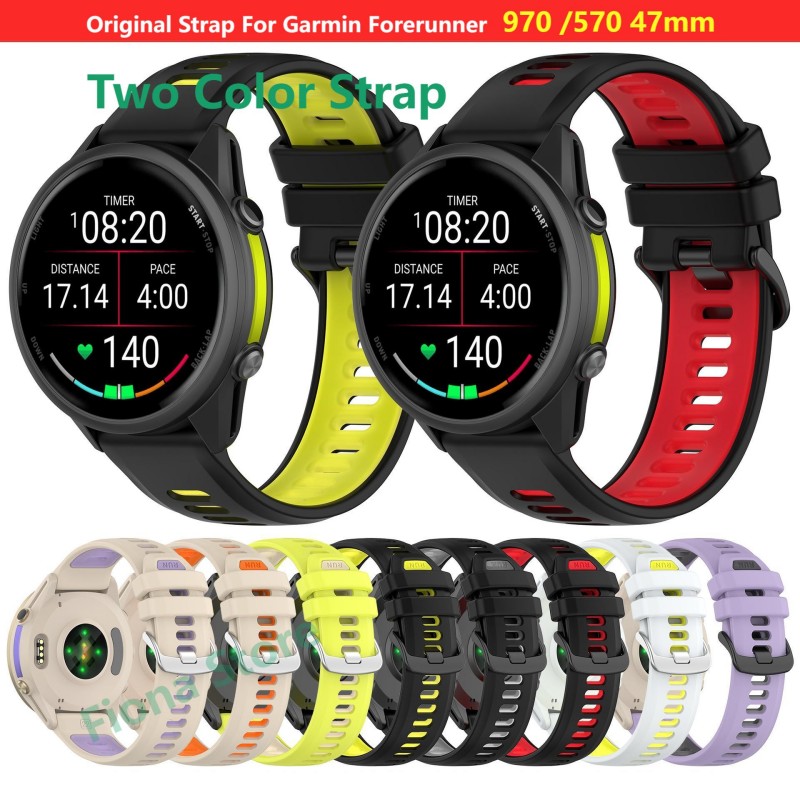 Silicone Watch Band 22Mm - 22mm Bicolor Strap For Garmin Forerunner