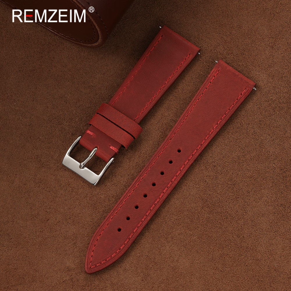 Leather Strap Quick Release - Vintage Crazy Horse Leather Watch Strap