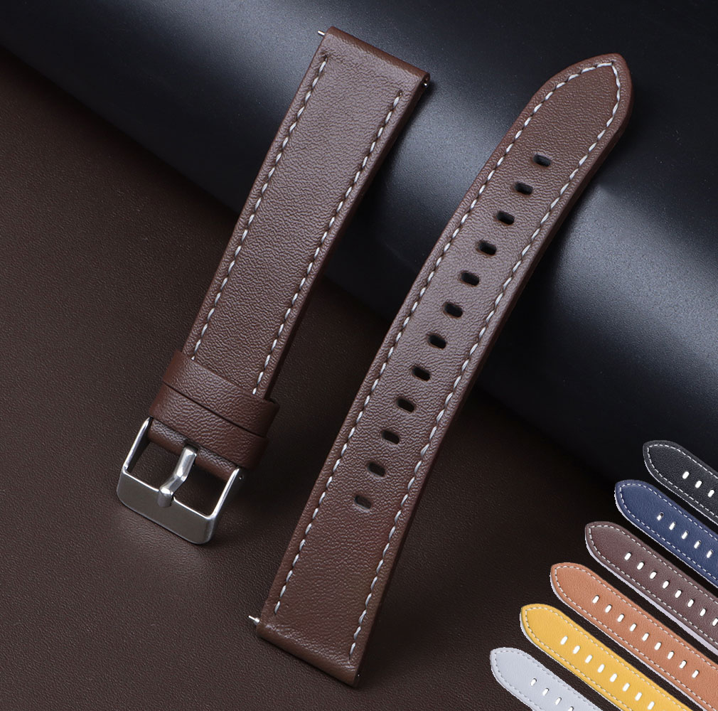 Genuine Calfskin Leather Watch - Leather Strap Quick Release recension och pris