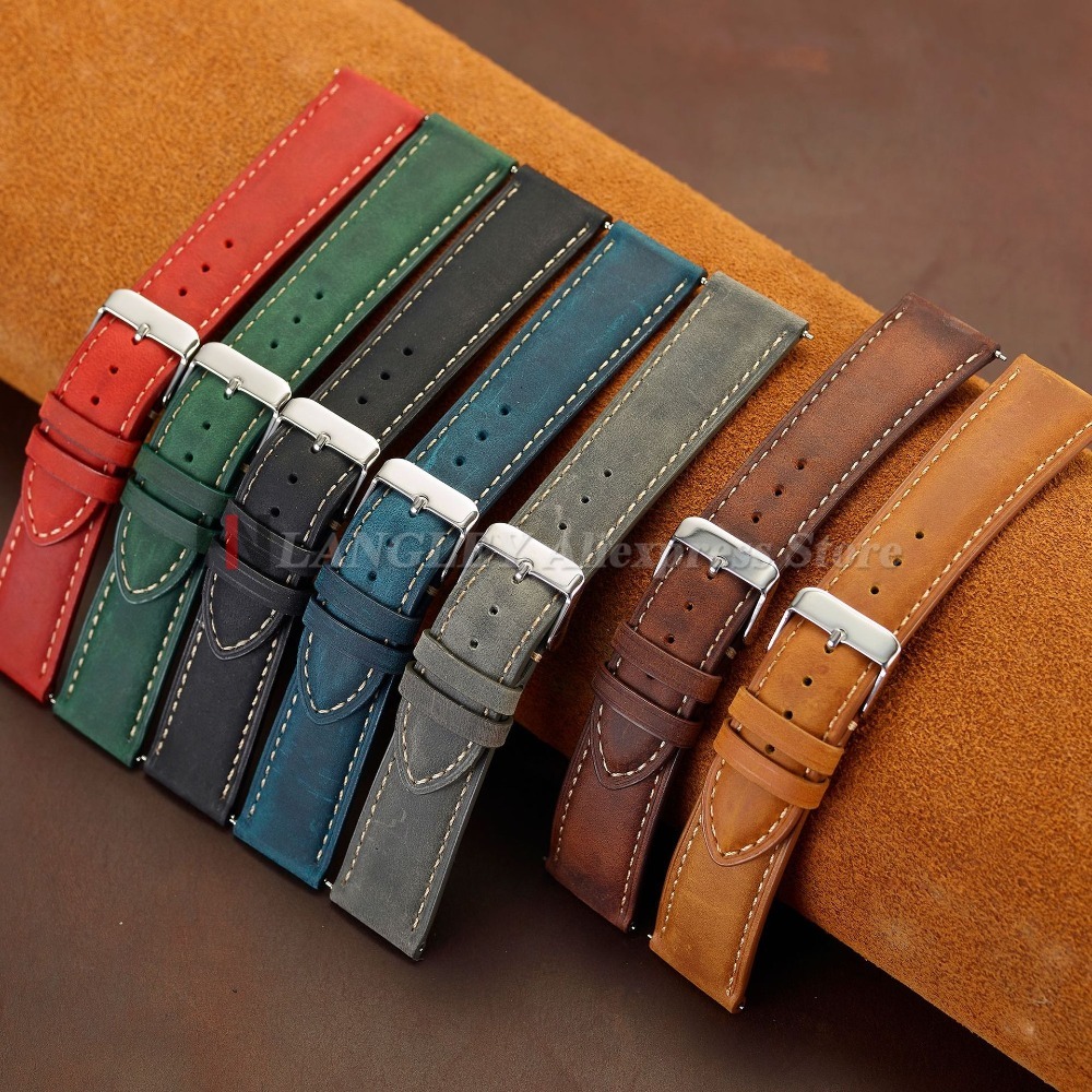 Vintage Watch Strap 14mm 16mm  - Leather Strap Quick Release recension och pris