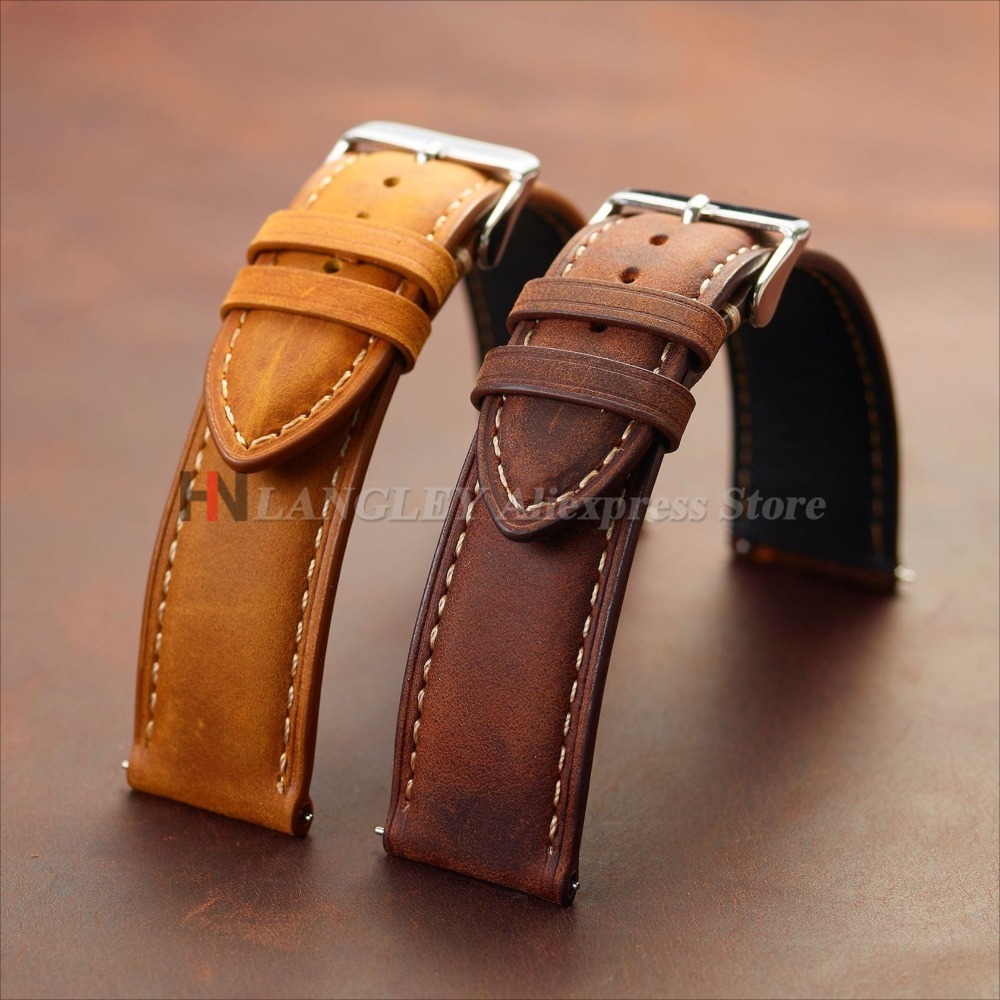Vintage Watch Strap 14mm 16mm  - Leather Strap Quick Release recension och pris