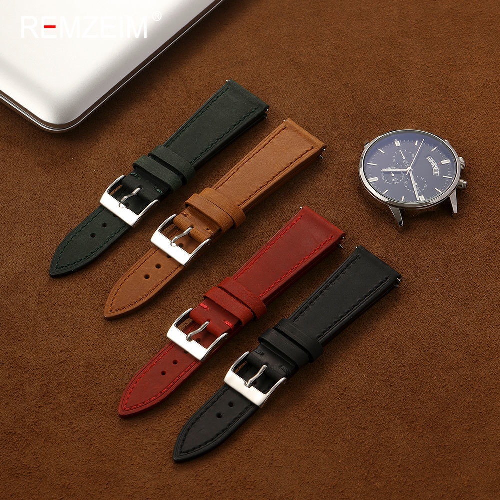 Vintage Crazy Horse Leather Wa - Leather Strap Quick Release recension och pris