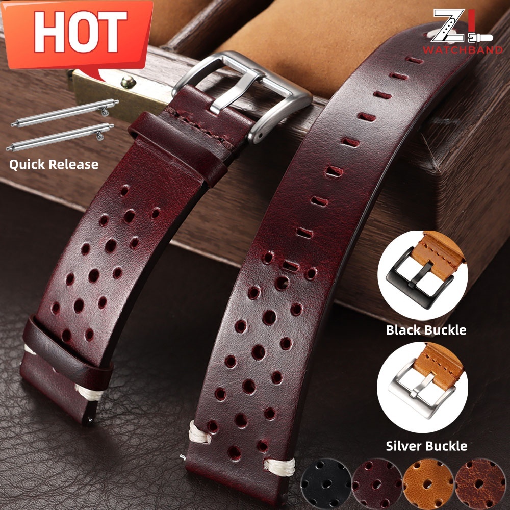 Cowhide Breathable Watchbands  - Leather Strap Quick Release recension och pris