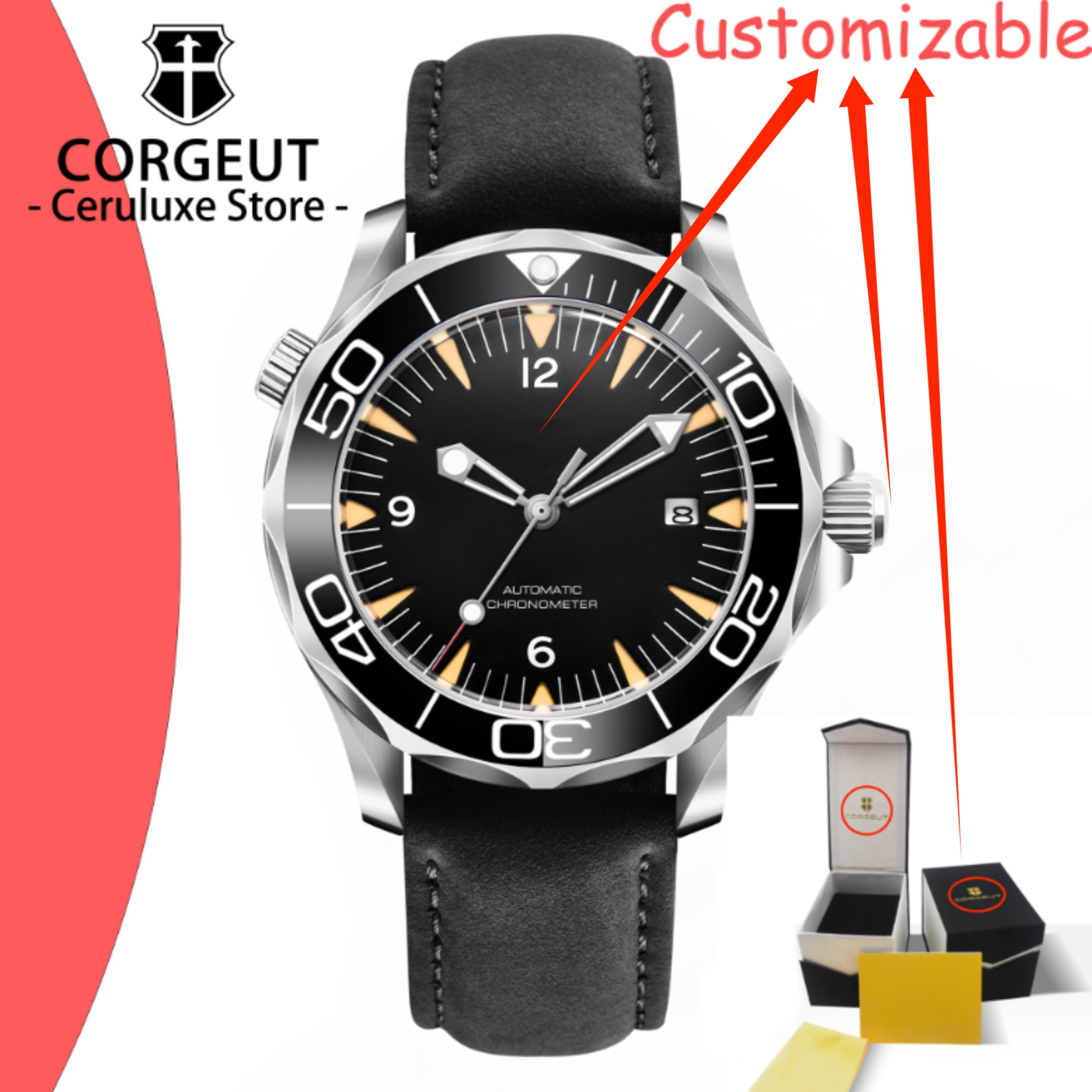 CUSTOM Logo Sapphire Glass Aut - Stainless Bracelet Diver recension och pris